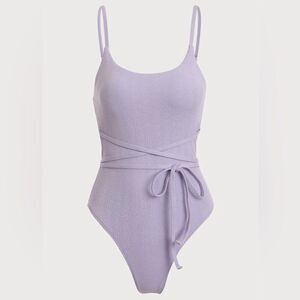 BERLOOK Textured Tie One-Piece Swimsuit Size Large
